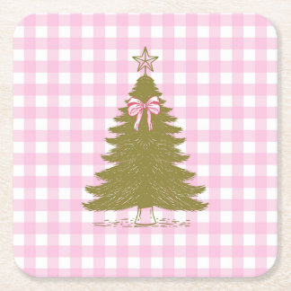 Faye and Lauren Pink Holiday Paper Coaster スクエアペーパーコースター