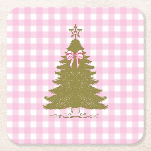 Faye and Lauren Pink Holiday Paper Coaster スクエアペーパーコースター (正面)