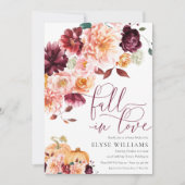 Faye Burgundy Fall In Love Autumn Bridal Shower 招待状 (正面)