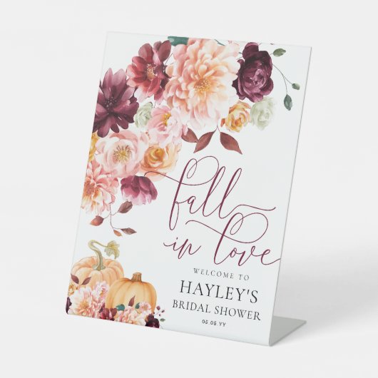 Faye Fall In Love ブライダルシャワーのウェルカムサイン 台座サイン (正面)