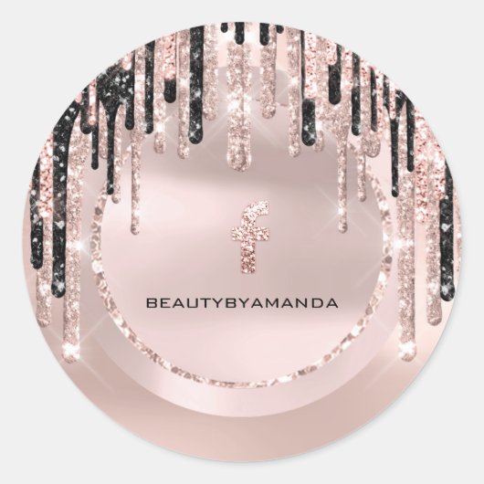 FBソーシャルメディアメイクアップアーティスト  ドリップス ローズ グリッター ラウンドシール (正面)