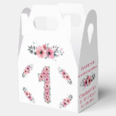 FBig 1歳の誕生日ガールグリーン葉ピンクの花 フェイバーボックス (オープン)