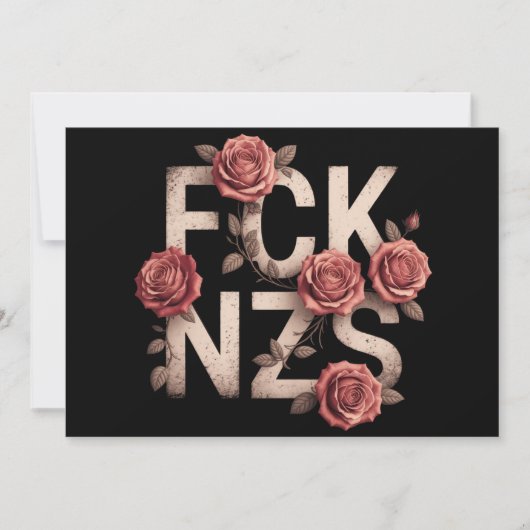 FCK NZS 花柄デザイン 反右翼 反ナチス LGBTQ+ 招待状 (正面)