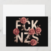 FCK NZS 花柄デザイン 反右翼 反ナチス LGBTQ+ 招待状 (正面/裏面)