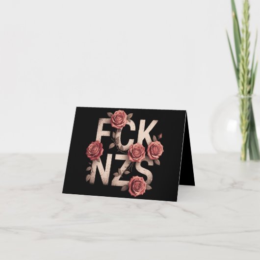 FCK NZS 花柄デザイン 右派否定 非ナチ LGBTQ+ カード (正面)
