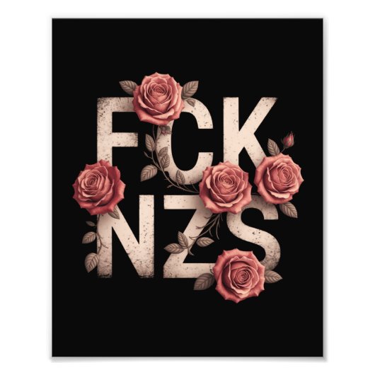 FCK NZS 花柄 反右派 ナチス反対 LGBTQ+  フォトプリント            (正面)