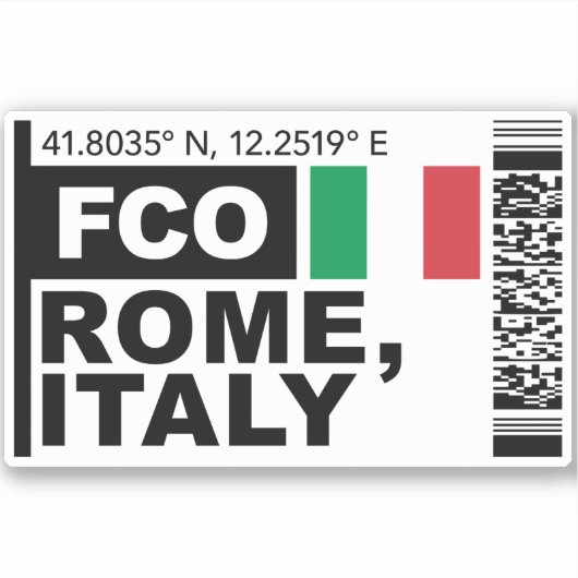 FCO Rome Boarding Pass - Italy Travel シール (正面)