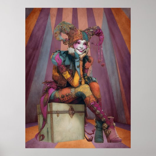 FD2サーカスピエロアートヴィンテージレトロカーニバルアート2 ポスター (正面)