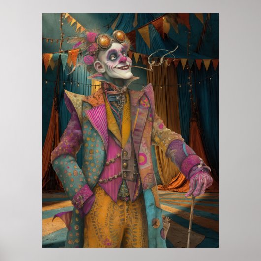 FD2サーカスピエロアートヴィンテージレトロカーニバル18 ポスター (正面)