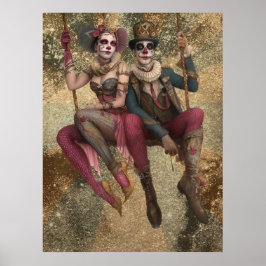 FD2サーカスピエロアートヴィンテージレトロカーニバル30 ポスター