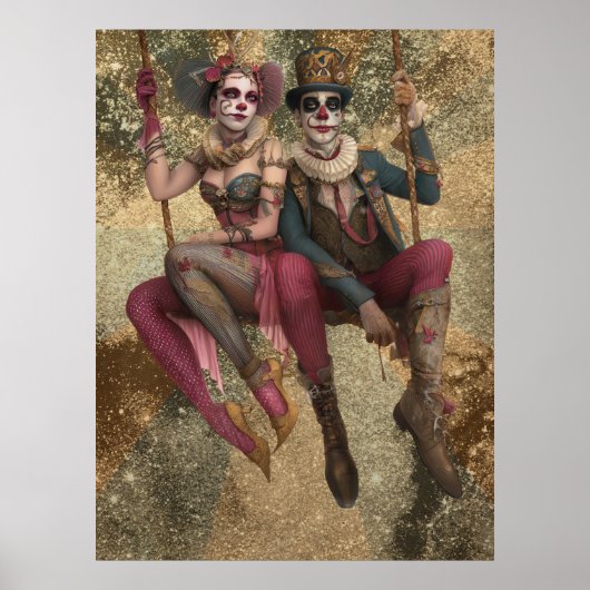 FD2サーカスピエロアートヴィンテージレトロカーニバル30 ポスター (正面)