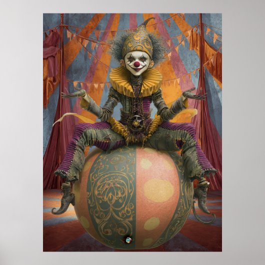 FD2サーカスピエロアート4ヴィンテージレトロカーニバルアート ポスター (正面)