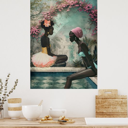 *~* FD2フローラ2 Black Goddeses by Pool 12 ポスター (キッチン)