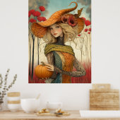 *~* FD2 秋のガール オータム レトロ PUMPKIN 8 ポスター (キッチン)