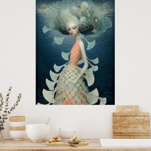 *~* FD2 12 Water Goddess Fantasy Sea Mermaid ポスター (キッチン)