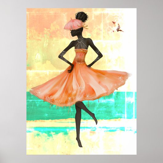 *~* FD2 28 Pink Flamingo Tropical Black Woman  ポスター (正面)