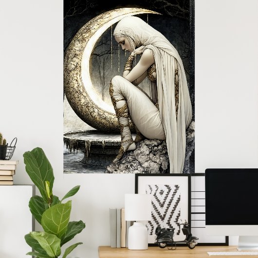 FD2 29 Enchanted Crescent Moon Goddess Poster ポスター (ホームオフィス)