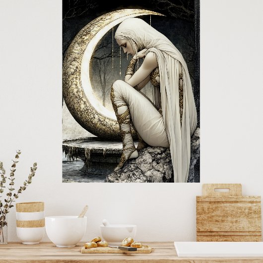 FD2 29 Enchanted Crescent Moon Goddess Poster ポスター (キッチン)