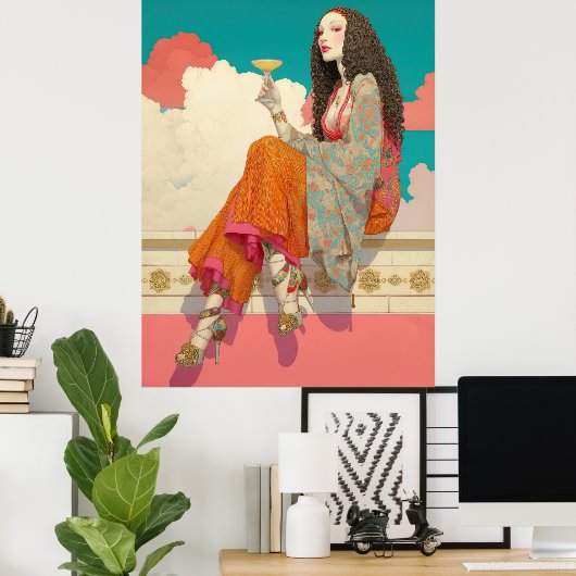 ^~* FD2 Bohemian Boho Cocktail  Glam Woman 13 ポスター (ホームオフィス)