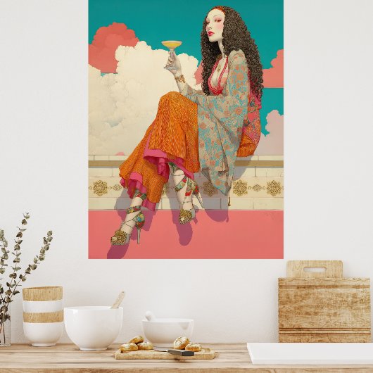 ^~* FD2 Bohemian Boho Cocktail  Glam Woman 13 ポスター (キッチン)