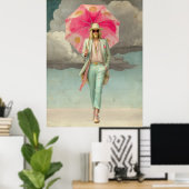 FD2  Eclectic Colorful Boho MAN Umbrella 14 ポスター (ホームオフィス)