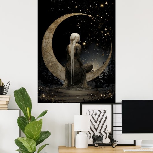 FD2 Enchanted 1 Crescent Moon Goddess Poster ポスター (ホームオフィス)