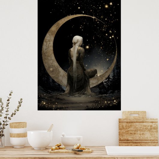FD2 Enchanted 1 Crescent Moon Goddess Poster ポスター (キッチン)