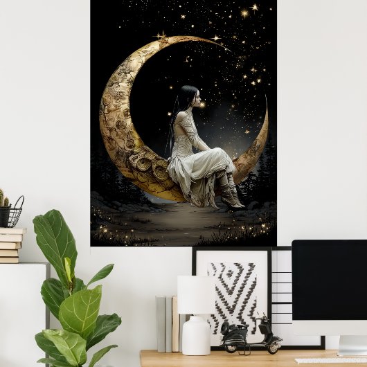 FD2 Enchanted 2 Crescent Moon Goddess Poster ポスター (ホームオフィス)