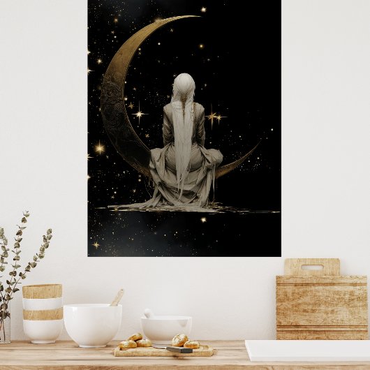 FD2 Enchanted 3 Crescent Moon Goddess Poster ポスター (キッチン)