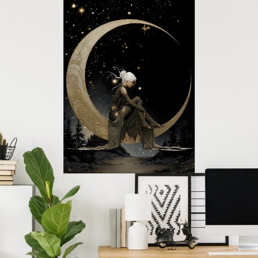 FD2 Enchanted 4 Crescent Moon Goddess Poster ポスター (ホームオフィス)