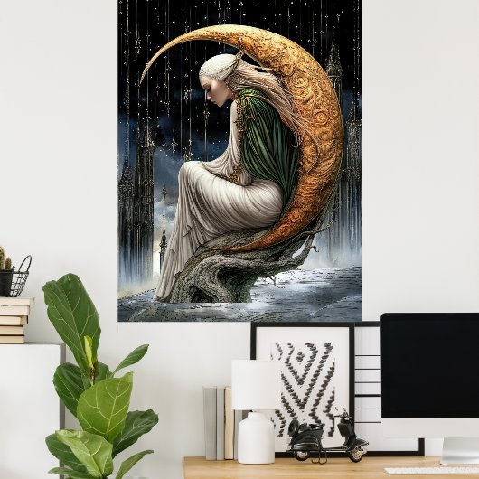 FD2 Enchanted Crescent Moon Goddess 24 Poster ポスター (ホームオフィス)