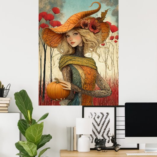 *~* FD2  Fall  Girl Autumn Retro PUMPKIN  8 ポスター (ホームオフィス)