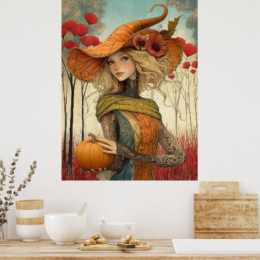 *~* FD2  Fall  Girl Autumn Retro PUMPKIN  8 ポスター (キッチン)