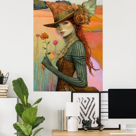 *~* FD2 Floral  Fall Girl Autumn Retro Hat 22 ポスター (ホームオフィス)