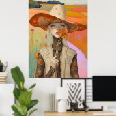 *~* FD2 Retro Floral  Fall Girl Autumn Hat 26 ポスター (ホームオフィス)