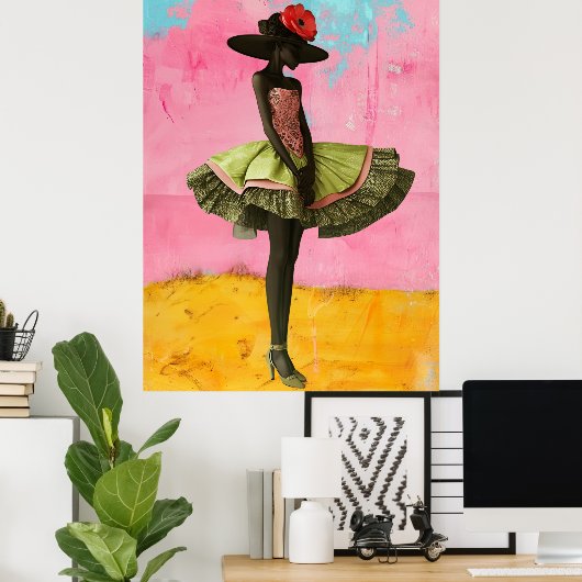 *~* FD2 Vibrant Tropical Black Goddesses Hat 29 ポスター (ホームオフィス)