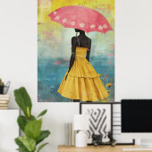 *~* FD2 Vibrant Tropical Black Goddesses Hat 7 ポスター (ホームオフィス)