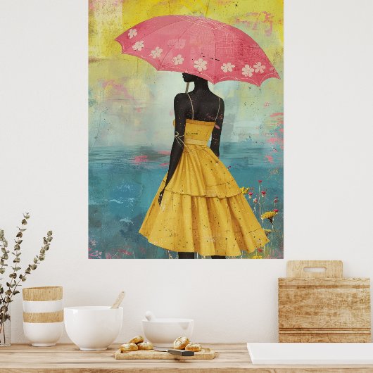 *~* FD2 Vibrant Tropical Black Goddesses Hat 7 ポスター (キッチン)