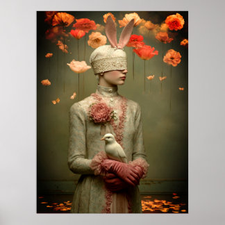*~* FD2 Woman 7 Surreal Floral White Dove ポスター