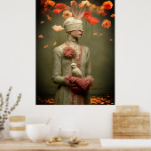 *~* FD2 Woman 7 Surreal Floral White Dove ポスター (キッチン)