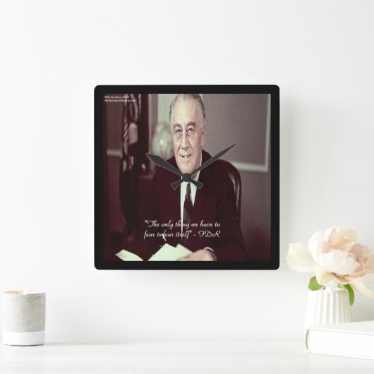 FDRと何も恐れる引用文スクエアウォールクロック スクエア壁時計 (ホーム)