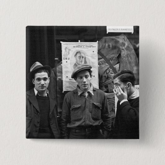 FDRのための通りのToughs: 1936年 缶バッジ (正面)