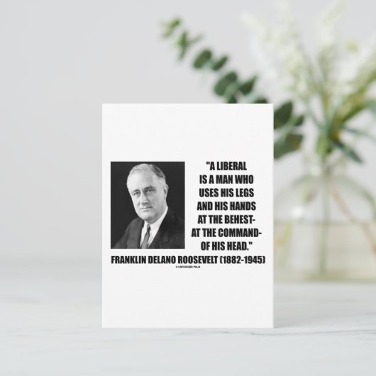 FDR自由主義のは頭の上で脚の手を使う ポストカード (スタンド正面)