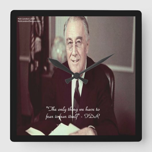 FDR & 何も恐れる必要なし 引用文 スクエアウォールクロック スクエア壁時計 (正面)