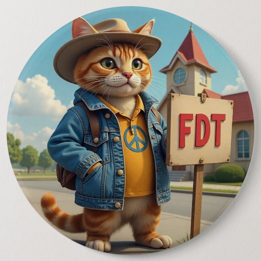 FDTクール PoliticalとCatが言う 缶バッジ (正面)