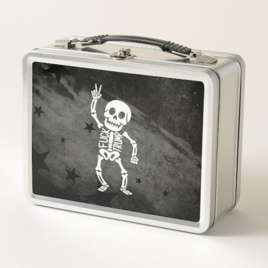 FDTトランプおもしろいアンチトランプ骨格 メタルランチボックス (正面)