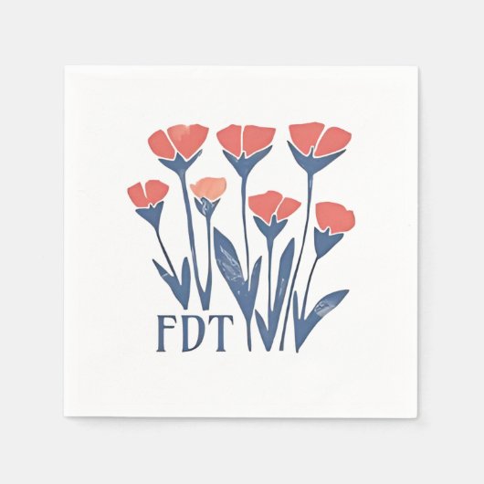 FDTフローラリース微妙なフェミニンBohoアンチトランプ スタンダードカクテルナプキン (正面)