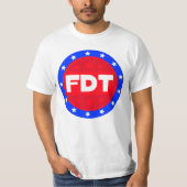 FDT | 赤、白、青のステートメントシャはっきりしたツ Tシャツ (正面)