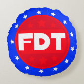 FDT | 赤、白、青の丸いステートメント枕 ラウンドクッション (正面)