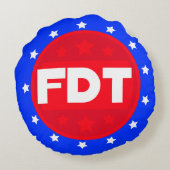 FDT | 赤、白、青の丸いステートメント枕 ラウンドクッション (裏面)
